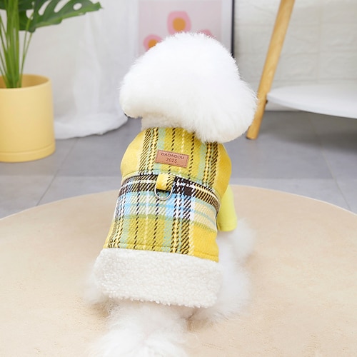 

pet clothes autumn/winter new style cotton coat teddy small dog cat pet clothing 21 pull button woolen plaid vest