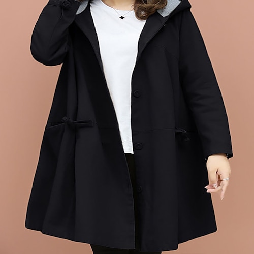 

Mujer Talla extra Abrigo de invierno Abrigo Bolsillo Graphic Exterior Casual Manga Larga Frente Abierto Largo Invierno Otoño Negro Caqui Café L XL XXL 3XL