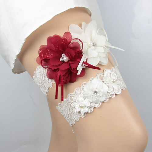 

Polyester Flower Style Wedding Garter With Rhinestone Garters Wedding