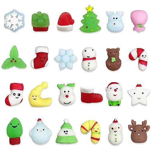 

24 PCS Christmas Mochi Squishy Toys Christmas Toys Squishies for Teenagers Girls Boys Toddlers Christmas Party Favors Stocking Stuffers Gifts