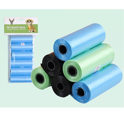 

manufacturers stock 6 rolls and a bag of monochrome pet garbage bags, compact and portable poop picking bags, wholesale pet poop bags