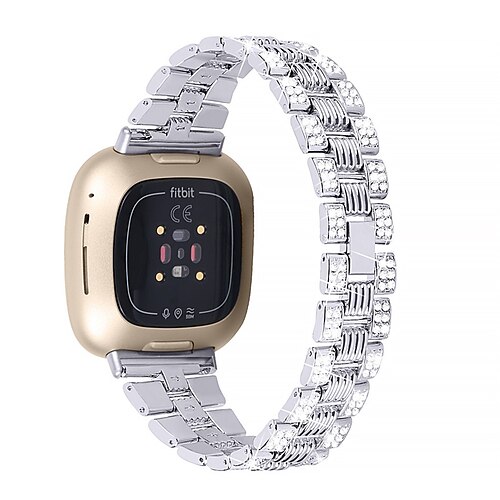 

1 pcs Smart Watch Band for Fitbit Versa 3 / Sense Stainless Steel Smartwatch Strap Bling Diamond Jewelry Bracelet Replacement Wristband