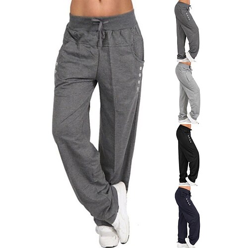 

Women's Linen High Waist Yoga Pants Side Pockets Drawstring Pants Bottoms Quick Dry Moisture Wicking Navy Light Gray Dark Gray Zumba Belly Dance Yoga Winter Summer Plus Size Sports Micro-elastic