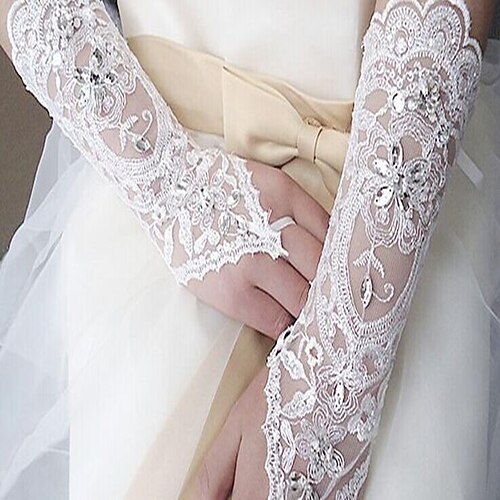 

Terylene Elbow Length Glove Lace With Rhinestone Wedding / Party Glove