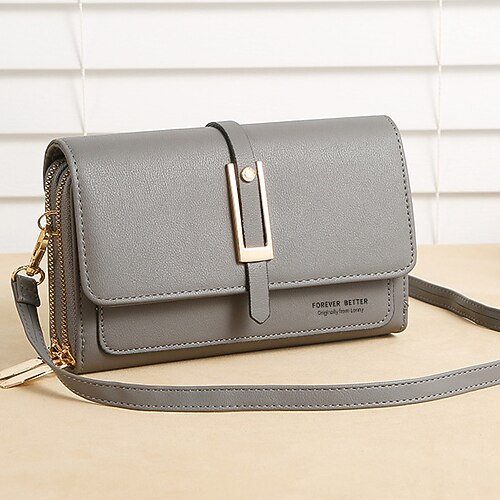 

Women's Leather Bag Wallet Mobile Phone Bag Crossbody Bag PU Leather Zipper Plain Daily Going out Green Blue Black Gray