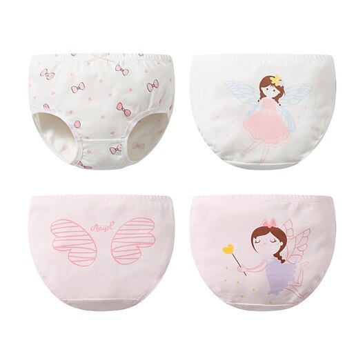 

Kids Girls' 4 Pieces Underwear Pink Animal Cartoon Basic Home 3-12 Years / Cotton