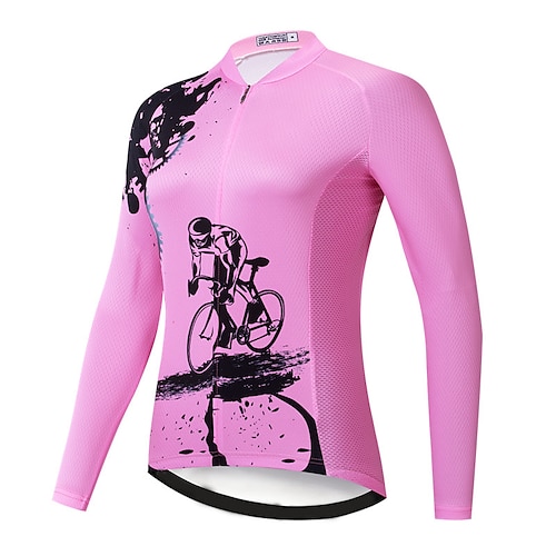 

21Grams Mulheres Manga Longa Camisa para Ciclismo Rosa claro Poá Moto Blusas Ciclismo de Montanha Ciclismo de Estrada Elastano Poliéster Respirável Secagem Rápida Pavio Humido Esportes Roupa