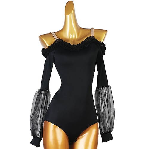 

Ballroom Dance Leotard / Onesie Solid Women's Training Long Sleeve High Spandex Tulle