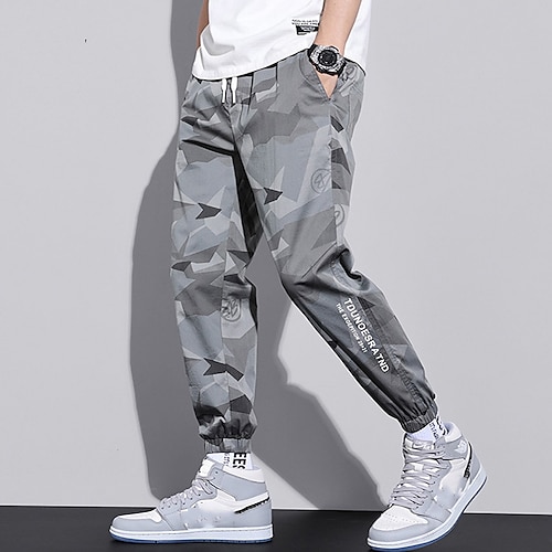 

Men's Cargo Pants Joggers Trousers Jogging Pants Elastic Waist Classic Multi Pocket Camouflage Comfort Outdoor Full Length Casual Daily Streetwear Stylish ArmyGreen Black Micro-elastic