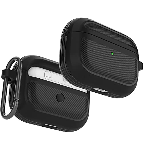 

Graded Airpods Pro Case, Alualu Full Coverage Drop Protection Tup Sticker Suitable for Apple Airpod Pro Case, Carbon Fiber Hard Armor Case with Keychain for Airpod Pro (2019) (Black)