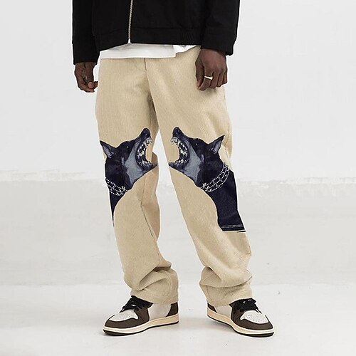 

Men's Chinos Pants Trousers Straight Classic Print Dog Comfort Outdoor Full Length Casual Daily Streetwear Stylish ArmyGreen Blue