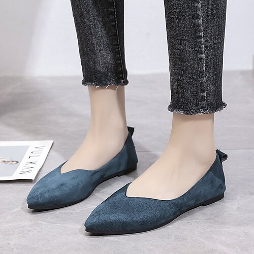 

Women's Flats Dress Shoes Ballerina Plus Size Pointed Toe Basic PU Solid Colored Black Yellow Blue