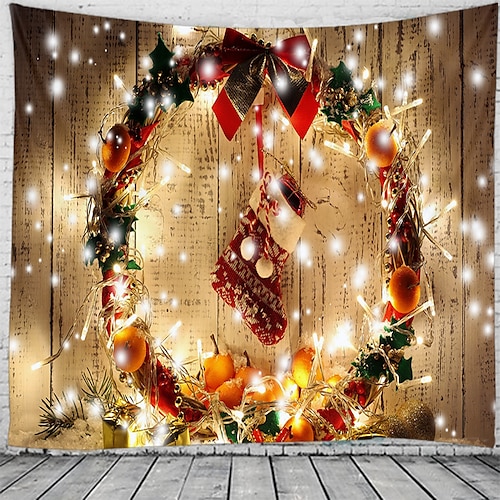 

Christmas Santa Claus Holiday Party Wall Tapestry Photography Background Art Decor Tablecloth Hanging Home Bedroom Living Room Dorm Decoration Christmas Tree Gift Fireplace