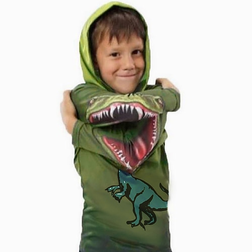 

Kids Boys Hoodie Dinosaur Daily Long Sleeve Sports Cotton 3-8 Years Fall Green