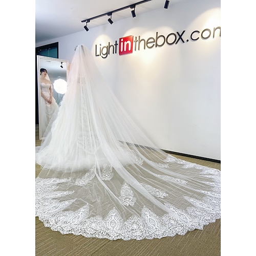 

One-tier Elegant & Luxurious / Cute Wedding Veil Cathedral Veils with Appliques / Solid Tulle