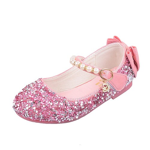 

Girls' Flats Glitters Mary Jane Toddler Princess Shoes Bowknot Little Kids(4-12ys) Daily Party & Evening Walking Shoes Pearl Pink