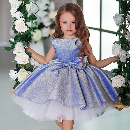 

Kids Girls' Dress Solid Colored A Line Dress Knee-length Dress Party Ruched Sleeveless Cute Dress 3-10 Years Winter Purple Pink Light Green