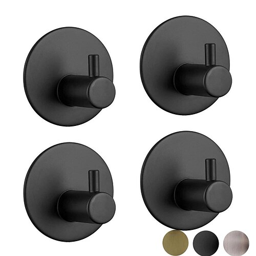 Round Hooks 4 Pieces Self-adhesive Durable 304 Stainless Steel Wall Hangers Waterproof Rustproof for Kitchen Bathrooms 3M 2022 - AU $32