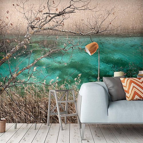 

Mural Wallpaper Wall Sticker Covering Print Custom Peel and Stick Removable Self Adhesive Scenic Reed Clear Water Lake PVC / Vinyl Home Decor