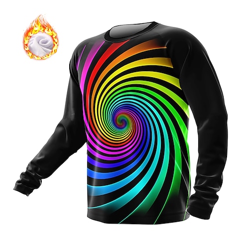 

21Grams Men's Downhill Jersey Long Sleeve Mountain Bike MTB Road Bike Cycling Winter Green Rainbow 3D Bike Fleece Lining Warm Breathable Moisture Wicking Fleece Spandex Sports Rainbow 3D Clothing