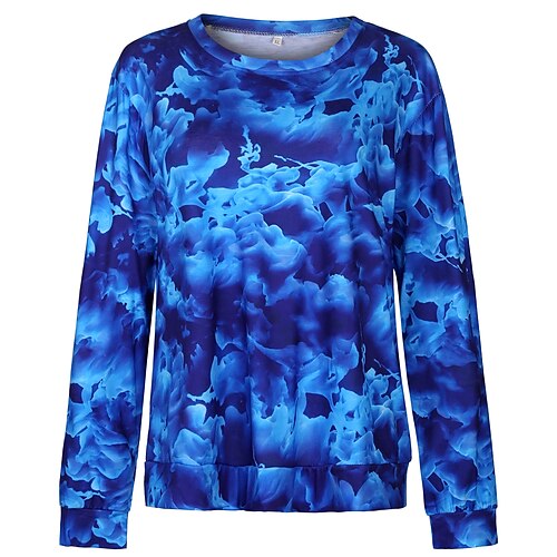 

Mujer Talla extra Tops Blusa Camiseta Tie-dye Estampado Manga Larga Cuello redondo Básico Diario Fin de semana Algodón Otoño Primavera Azul Piscina Morado / Talla Grande / Impresión 3D / Talla Grande