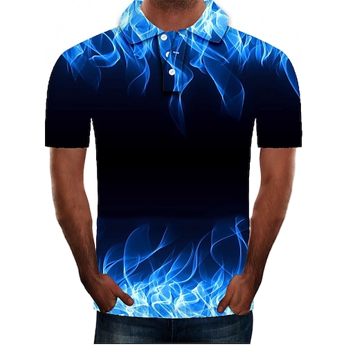 

Men's Collar Polo Shirt Golf Shirt Tennis Shirt Graphic Collar Shirt Collar Blue Plus Size Daily Going out Short Sleeve Clothing Apparel Streetwear Exaggerated Personalized 3D / Slim