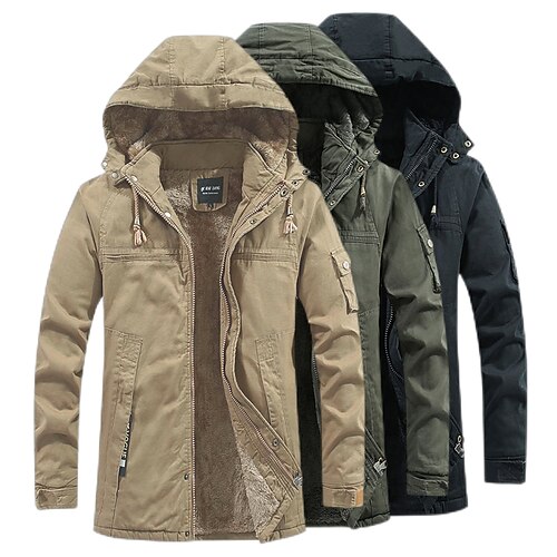 

Men's Hiking Windbreaker Military Tactical Jacket Hiking Fleece Jacket Winter Outdoor Thermal Warm Windproof Fleece Lining Quick Dry Outerwear Hoodie Coat Skiing Ski / Snowboard Fishing ArmyGreen