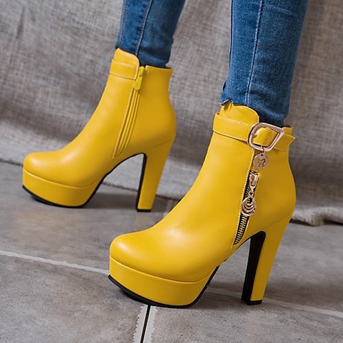 Yellow Croc High Heeled Knee High Boots | Dressed in Lucy