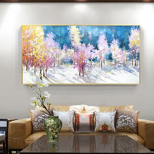 

Oil Painting Handmade Hand Painted Wall Art Abstract Landscape Color Forest Home Decoration Decor Stretched Frame Ready to Hang