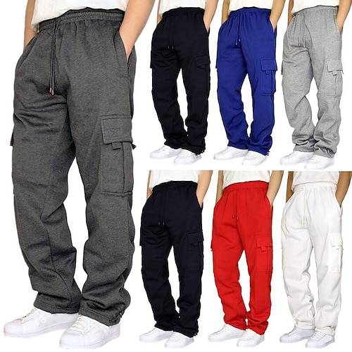 

Men's Cargo Pants Track Pants Bottoms Street Athleisure Winter Fitness Gym Workout Running Breathable Soft Sweat wicking Sport Solid Colored Activewear Dark Grey White Black / Stretchy