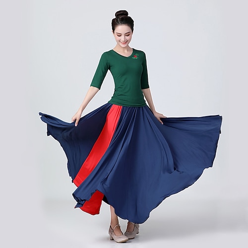 

Ballroom Dance Skirts Splicing Women's Performance Daily Wear Half Sleeve High Modal