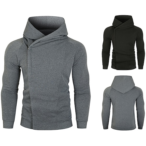 

Homme Sweat à capuche Noir Gris Capuche Plein Sport Loisir du quotidien Vacances Vêtement de rue Frais Décontractées Automne hiver Vêtement Tenue Pulls Capuche Pulls molletonnés