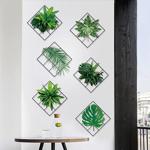 

6 stk veggklistremerker nordic ins friskt grønt plantenett sovesal soverom veranda stue bakgrunn dekorativ avtagbar pvc gjør-det-selv hjemmedekorasjon veggdekor veggdekorasjon 31,5x32cm