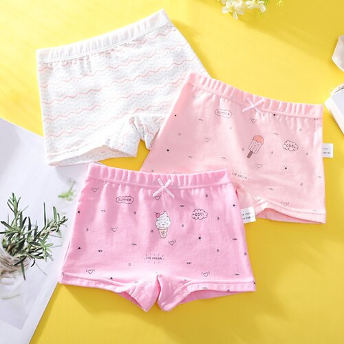 

Kids Girls' 3 Pieces Underwear Purple Pink Dusty Rose Print Animal Active Home 2-9 Years / Basic / Cotton