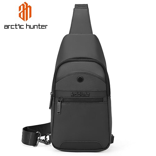 

Men's Sling Shoulder Bag Polyester Zipper Solid Color Daily Black