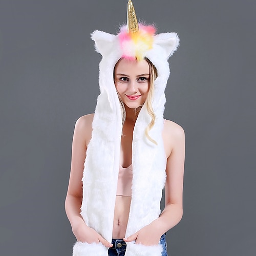 

Adults' Hat Unicorn Animal Onesie Pajamas Polar Fleece Cosplay For Men and Women Christmas Animal Sleepwear Cartoon Festival / Holiday Costumes