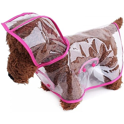 

dog raincoat pet rain jacket transparent waterproof hooded clothes puppy pet rainwear transparent orange edge xs