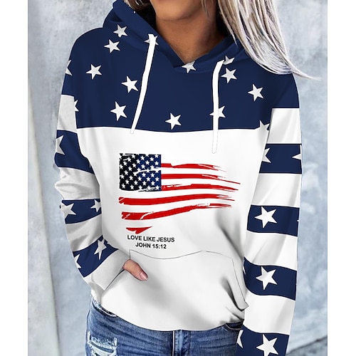 

Women's Hoodie Sweatshirt Pullover Active Streetwear Front Pocket Blue White Black Stars Casual Hoodie Long Sleeve S M L XL XXL 3XL