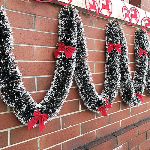 

2 metri ghirlanda di natale casa festa parete porta decorazione albero di natale ornamenti strisce orpelli con forniture per feste bowknot