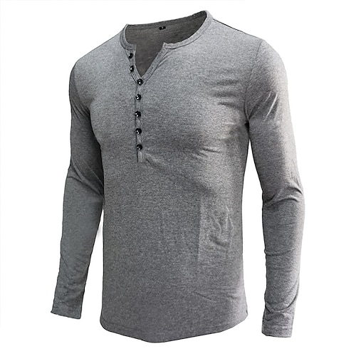 

Men's Henley Shirt Casual Slim Fit Long Sleeve Henley T-Shirts Cotton Shirts Basic Fashion Golf T-Shirt Buttons Placket Plain Summer Cotton Shirts