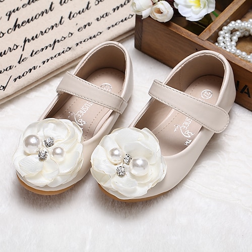 

Girls' Flats Flower Girl Shoes Microfiber Dress Shoes Little Kids(4-7ys) Wedding Daily Black Pink Ivory Fall Spring