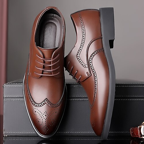 

Men's Oxfords Wingtip Shoes Business Daily Party & Evening PU Black Brown Fall Spring