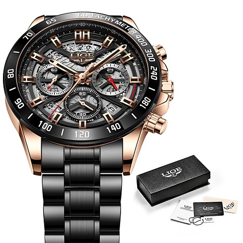 LIGE Quartz Watch Steel Band Watches for Men's Men Analog Quartz Modern Style Waterproof Noctilucent Stainless Steel Stainless Steel / One Year