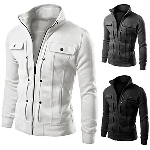 

Men's Winter Jacket Winter Coat Jacket Windproof Lightweight Daily Going out Zipper Turndown Streetwear Casual Jacket Outerwear Solid Color Pocket Oversized Light Grey Dark Gray Coffee / Fall