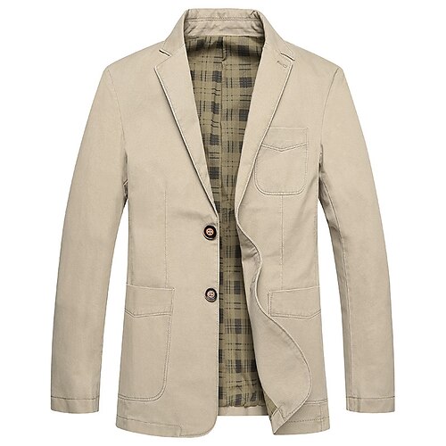 

Men's Blazer Sport Jacket Sport Coat Thermal Warm Breathable Outdoor Street Daily Single Breasted Turndown Streetwear Business Elegant Jacket Outerwear Solid Color Pocket Yellow Army Green Khaki