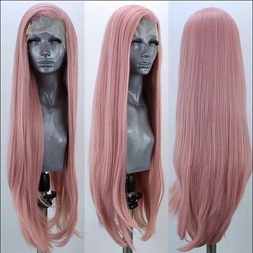 

Long Straight Pink Synthetic Lace Front Wig 13x2.5 Lace Front Heat Resistant Fiber Hair High Density Daily Wig Synthetic Wigs for Women