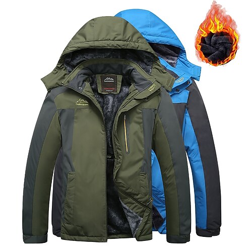 

Men's Ski Jacket Waterproof Hiking Jacket Hiking Fleece Jacket Fleece Winter Outdoor Thermal Warm Waterproof Windproof Breathable Outerwear Trench Coat Top Hunting Ski / Snowboard Fishing Red Army