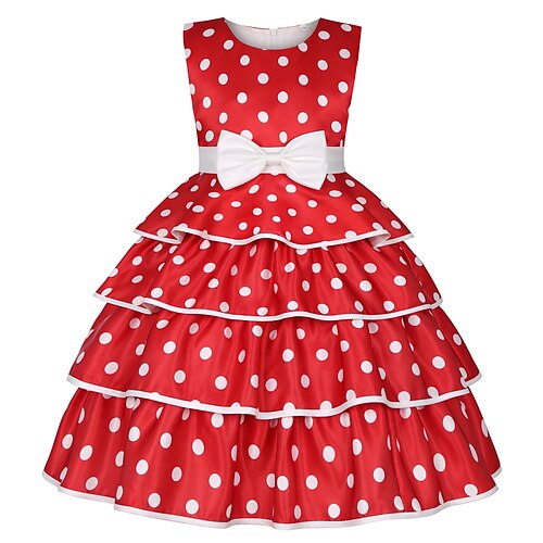 

Bambino (1-4 anni) Da ragazza Vestito A pois Vestito da festa Vestito Prestazioni Cotone Senza maniche Attivo Vestito 7-13 anni Primavera Blu Rosso