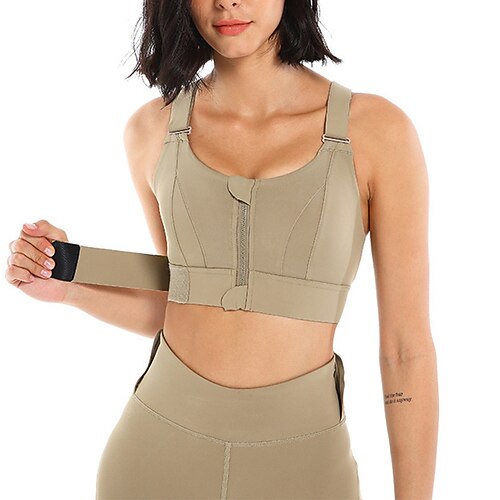

Women's Yoga Top Medium Support Summer Cross Back Removable Pad Solid Color Black Green Spandex Yoga Fitness Gym Workout Sports Bra Sleeveless Sport Activewear Breathable Quick Dry Moisture Wicking