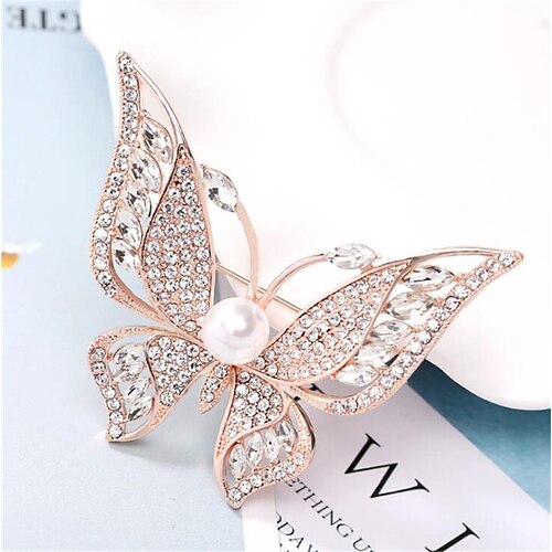 

Women's Pearl Brooches Geometrical Butterfly Fashion Brooch Jewelry Gold White For Party Daily Work Festival